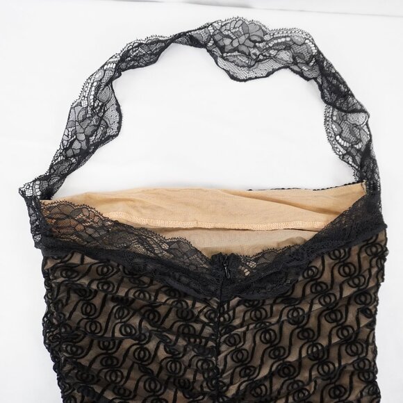God Save Queens Bella Lace Mini Dress w/ Halter Neck in Black Size Small (NWT) - Picture 5 of 12